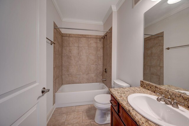 301 Criddle St Unit 304, Nashville, TN 37219 - full bathroom with vanity, tub / shower combination, crown molding, and tile patterned floors