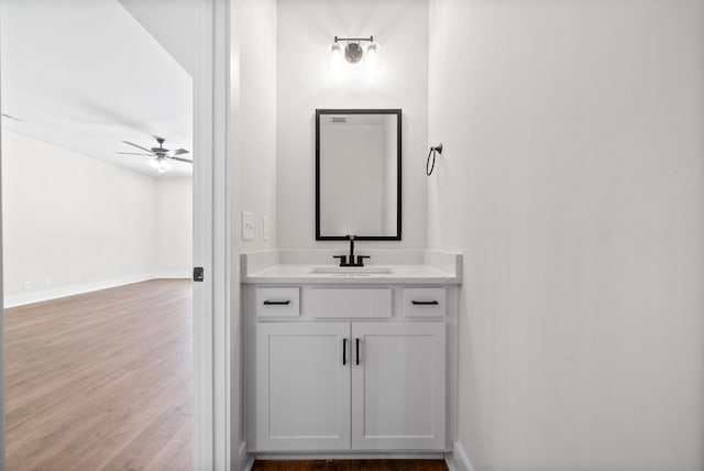 198 Cave St Unit C, Clarksville, TN 37042 - bathroom with wood finished floors, ceiling fan, and vanity