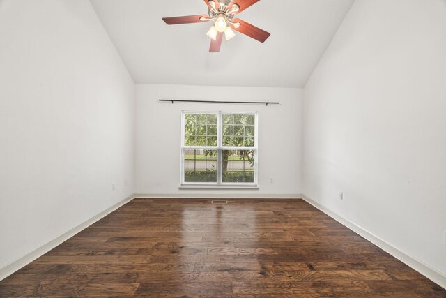 2135 Loudenslager Dr, Thompsons Station, TN 37179 - empty room with lofted ceiling, a ceiling fan, and wood finished floors