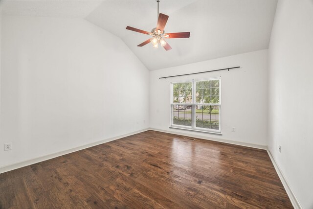 2135 Loudenslager Dr, Thompsons Station, TN 37179 - empty room with vaulted ceiling, wood finished floors, and ceiling fan
