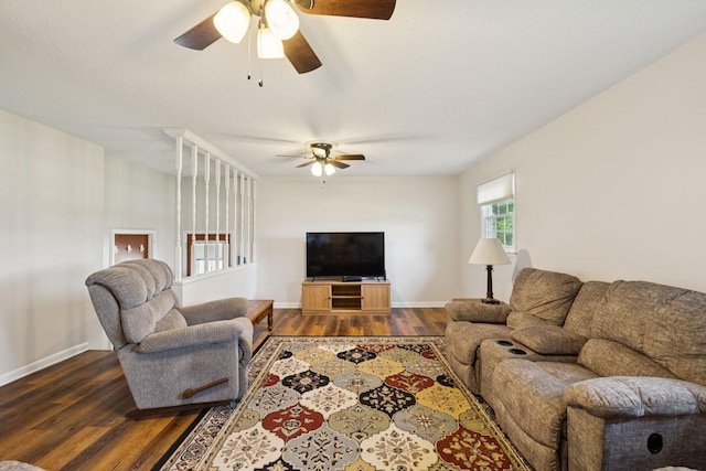 1651 Caughran Rd, Lewisburg, TN 37091 - living area featuring ceiling fan and dark wood finished floors