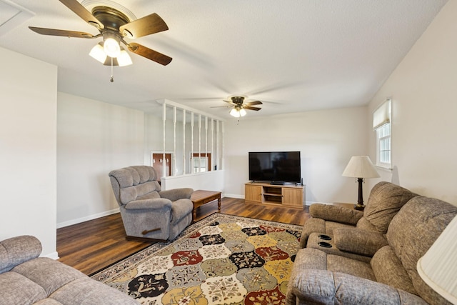 1651 Caughran Rd, Lewisburg, TN 37091 - living room with ceiling fan and wood finished floors