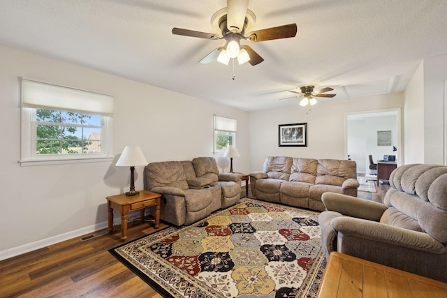 1651 Caughran Rd, Lewisburg, TN 37091 - living area with a ceiling fan and dark wood-type flooring