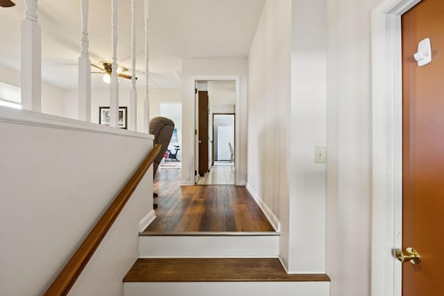 1651 Caughran Rd, Lewisburg, TN 37091 - stairway with ceiling fan and wood finished floors