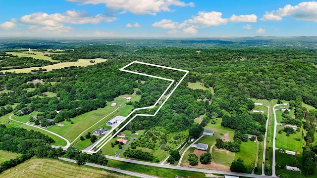2113 Culleoka Hwy, Culleoka, TN 38451 - aerial overview of property's location with property parcel outlined and a heavily wooded area