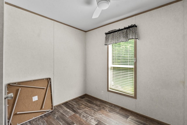 2113 Culleoka Hwy, Culleoka, TN 38451 - empty room with dark wood-style floors, ornamental molding, and a ceiling fan