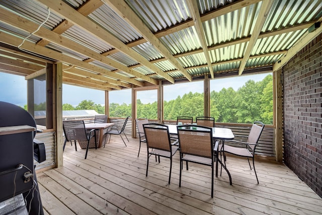 3037 Tunnel Rd, Westmoreland, TN 37186 - wooden deck with outdoor dining area and a grill