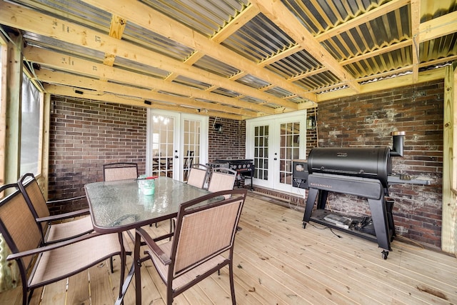 3037 Tunnel Rd, Westmoreland, TN 37186 - wooden deck with french doors, a grill, and outdoor dining space