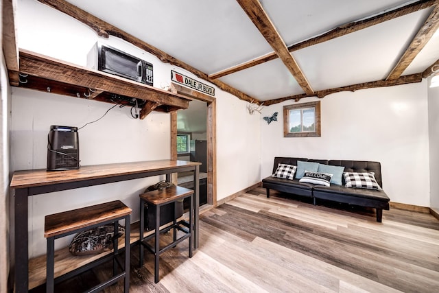 3037 Tunnel Rd, Westmoreland, TN 37186 - bar with wood finished floors and beamed ceiling