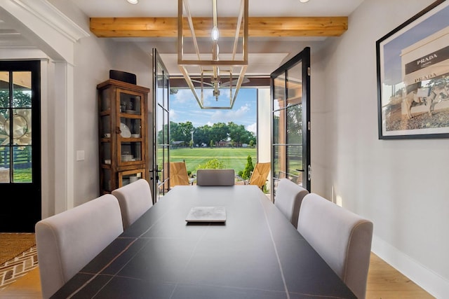1485 Harrison Rd, Murfreesboro, TN 37128 - dining area featuring beam ceiling, recessed lighting, and wood finished floors