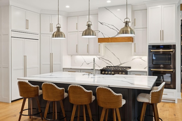 1485 Harrison Rd, Murfreesboro, TN 37128 - kitchen featuring stainless steel appliances, recessed lighting, white cabinetry, light stone countertops, and tasteful backsplash