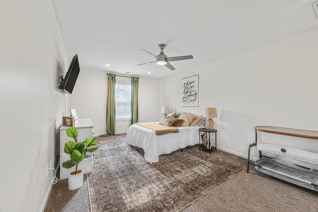 134 Chisum Ct, Clarksville, TN 37043 - carpeted bedroom with a ceiling fan and recessed lighting
