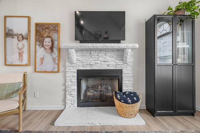 134 Chisum Ct, Clarksville, TN 37043 - detailed view of wood finished floors and a stone fireplace