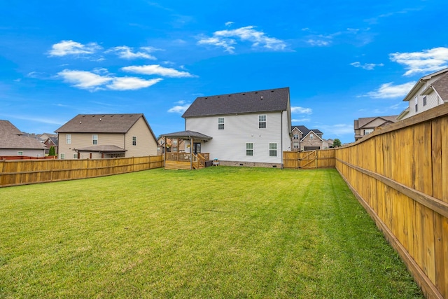134 Chisum Ct, Clarksville, TN 37043 - back of property featuring a gazebo, a fenced backyard, a residential view, and crawl space