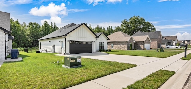 1055 Wittys Way, Clarksville, TN 37043 - view of front facade with board and batten siding, a front yard, concrete driveway, a residential view, and an attached garage