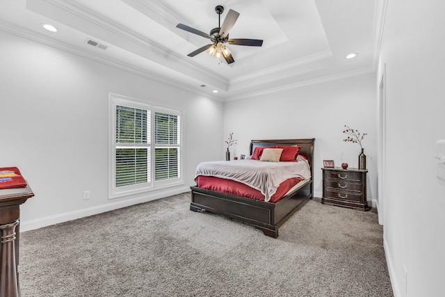 1055 Wittys Way, Clarksville, TN 37043 - carpeted bedroom featuring crown molding, a raised ceiling, recessed lighting, and ceiling fan