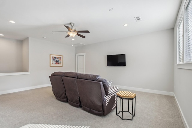 2016 Oliver Dr, Mount Juliet, TN 37122 - carpeted living room with recessed lighting and a ceiling fan