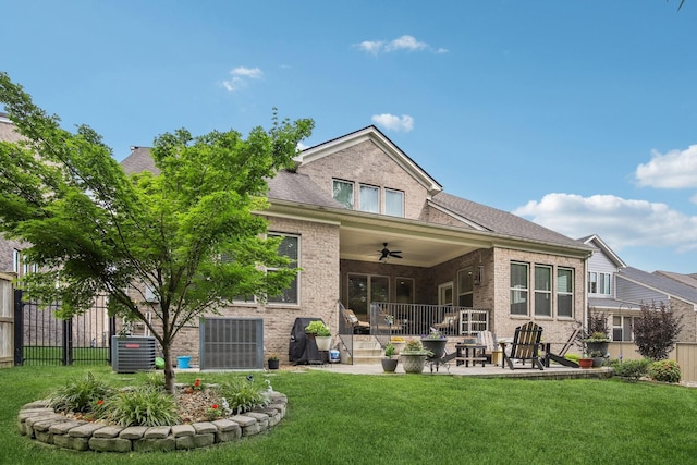 2016 Oliver Dr, Mount Juliet, TN 37122 - rear view of property with ceiling fan, brick siding, and a patio area