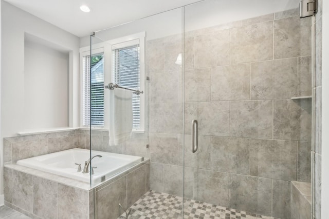 2016 Oliver Dr, Mount Juliet, TN 37122 - full bathroom with a garden tub, a shower stall, and recessed lighting
