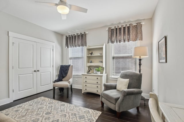 2016 Oliver Dr, Mount Juliet, TN 37122 - living area featuring dark wood finished floors and a ceiling fan