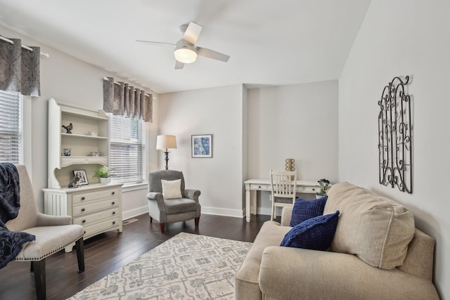 2016 Oliver Dr, Mount Juliet, TN 37122 - living area with dark wood finished floors and a ceiling fan