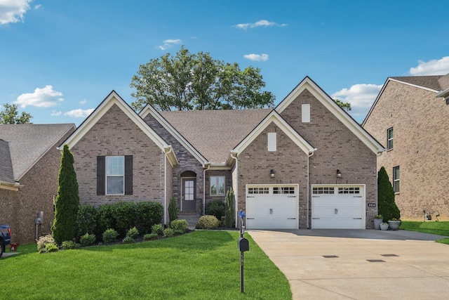 2016 Oliver Dr, Mount Juliet, TN 37122 - traditional-style home with concrete driveway, brick siding, a front yard, and an attached garage