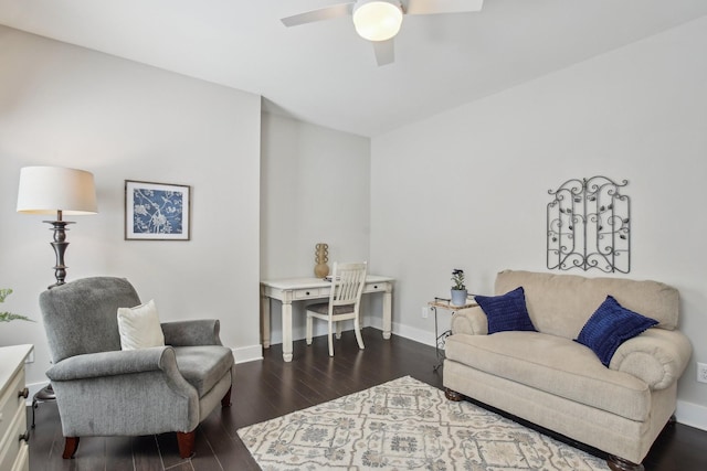 2016 Oliver Dr, Mount Juliet, TN 37122 - sitting room with dark wood-style flooring and ceiling fan