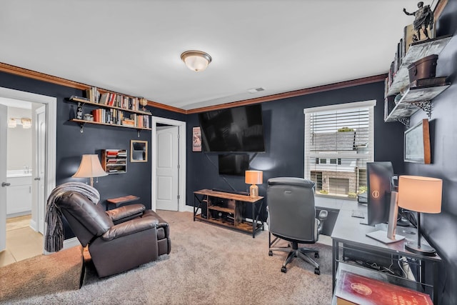652 Taylor Bend Rd, Columbia, TN 38401 - carpeted home office featuring ornamental molding