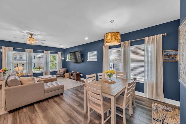 652 Taylor Bend Rd, Columbia, TN 38401 - dining space with wood finished floors and a ceiling fan