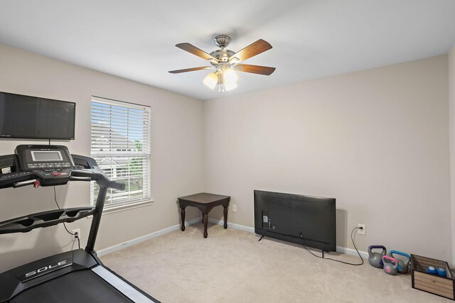 341 Lola Ln, Cottontown, TN 37048 - exercise area featuring carpet and a ceiling fan