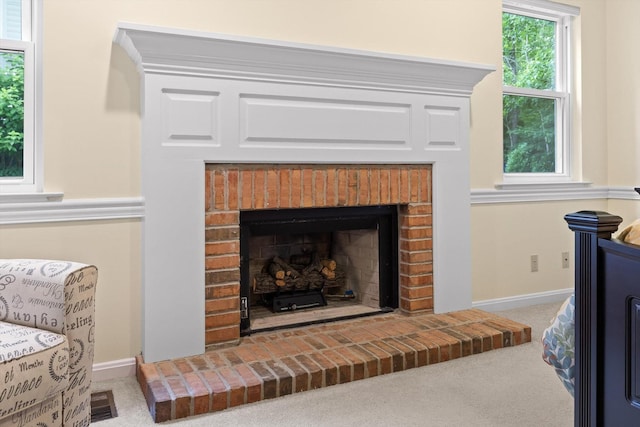 3604 Gentry Station Dr, Signal Mountain, TN 37377 - detailed view of carpet flooring and a fireplace