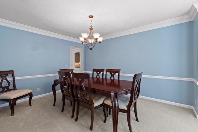 3604 Gentry Station Dr, Signal Mountain, TN 37377 - dining space with a chandelier, crown molding, and light colored carpet