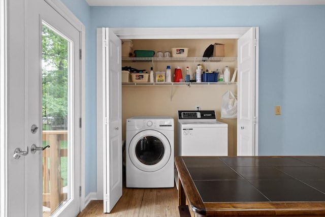 3604 Gentry Station Dr, Signal Mountain, TN 37377 - laundry area featuring separate washer and dryer and wood finished floors
