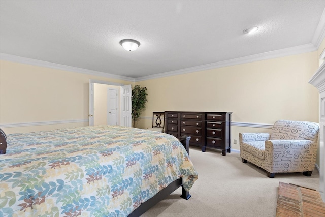 3604 Gentry Station Dr, Signal Mountain, TN 37377 - carpeted bedroom with crown molding and a textured ceiling