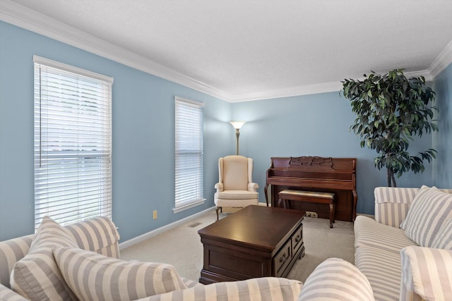 3604 Gentry Station Dr, Signal Mountain, TN 37377 - living room featuring ornamental molding and carpet