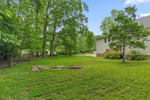 3604 Gentry Station Dr, Signal Mountain, TN 37377 - view of green lawn with a wooden deck