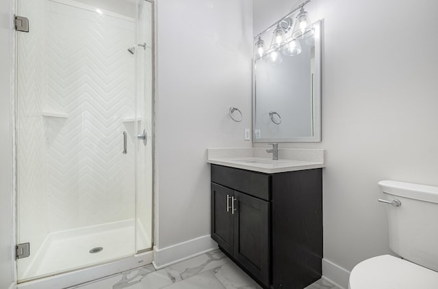121 Bellvue Dr, Lebanon, TN 37090 - full bathroom featuring vanity, a shower stall, and marble finish floors