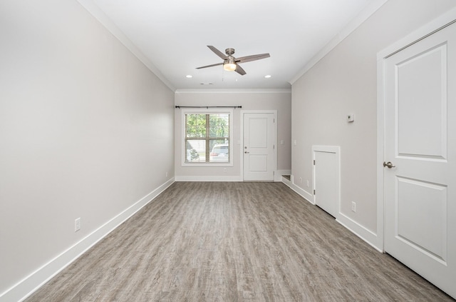 121 Bellvue Dr, Lebanon, TN 37090 - unfurnished room featuring ornamental molding, ceiling fan, wood finished floors, and recessed lighting