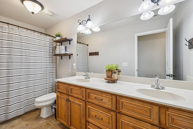 1005 Rudder Dr, Spring Hill, TN 37174 - full bath with double vanity, tile patterned floors, and a shower with shower curtain