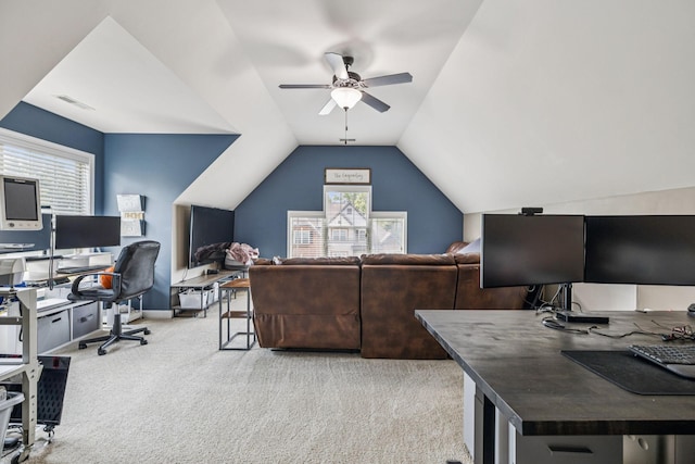 1005 Rudder Dr, Spring Hill, TN 37174 - carpeted office space with ceiling fan and lofted ceiling