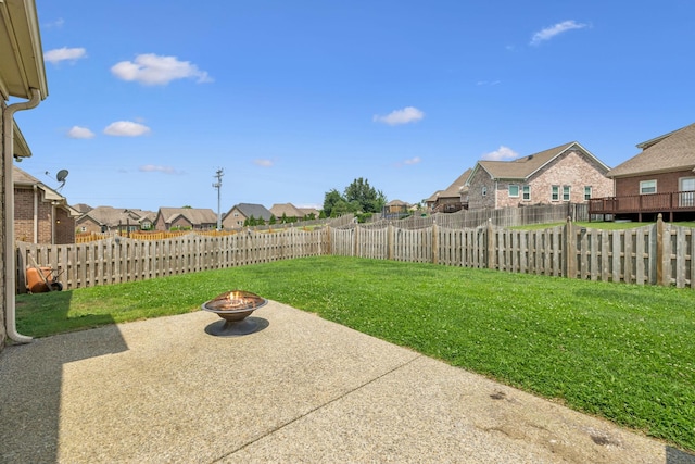 1005 Rudder Dr, Spring Hill, TN 37174 - fenced backyard featuring a residential view, a fire pit, and a patio area