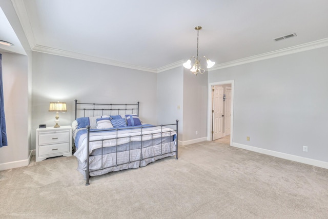101 Spring Creek Trl, Hendersonville, TN 37075 - carpeted bedroom with ornamental molding and a chandelier