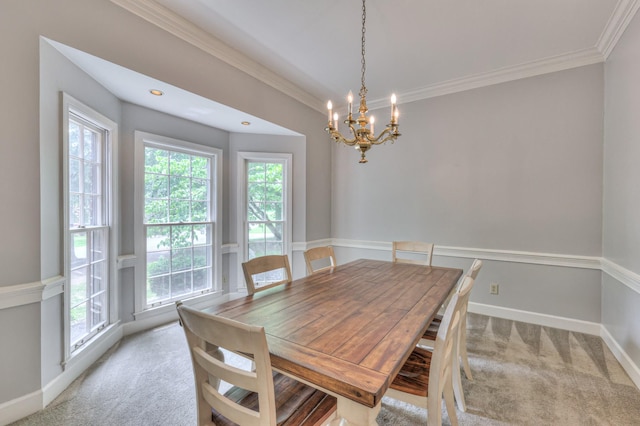 101 Spring Creek Trl, Hendersonville, TN 37075 - dining room with a chandelier, light carpet, and crown molding