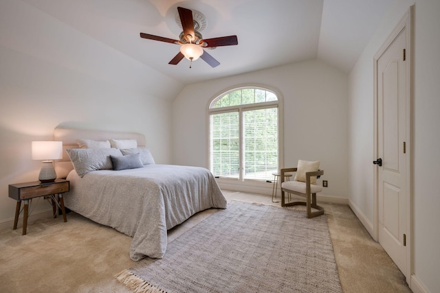 101 Oak Dr, Waverly, TN 37185 - bedroom featuring lofted ceiling, light colored carpet, and ceiling fan