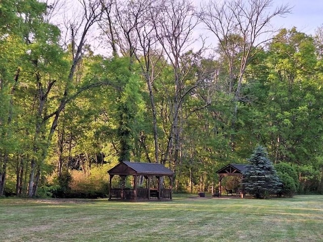 2600 Clanton Rd, Lawrenceburg, TN 38464 - view of grassy yard with a gazebo and a wooded view