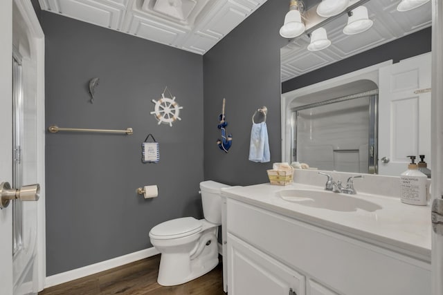 2600 Clanton Rd, Lawrenceburg, TN 38464 - full bath with vanity, wood finished floors, and an enclosed shower