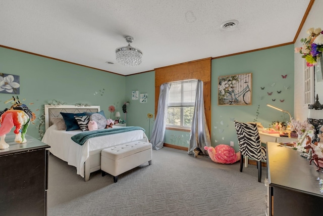 2600 Clanton Rd, Lawrenceburg, TN 38464 - carpeted bedroom with ornamental molding and a textured ceiling