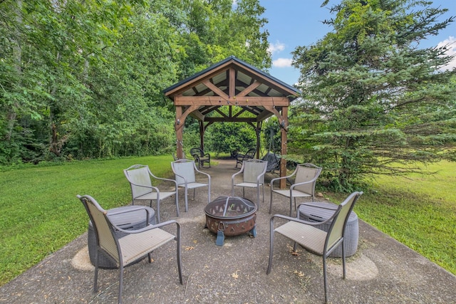 2600 Clanton Rd, Lawrenceburg, TN 38464 - view of patio / terrace featuring a gazebo and a fire pit