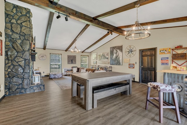 2600 Clanton Rd, Lawrenceburg, TN 38464 - rec room featuring a chandelier and wood finished floors