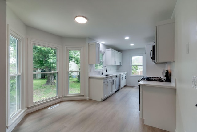 1602 Annie Ln, Columbia, TN 38401 - kitchen featuring stainless steel dishwasher, stove, light countertops, light wood-style flooring, and recessed lighting